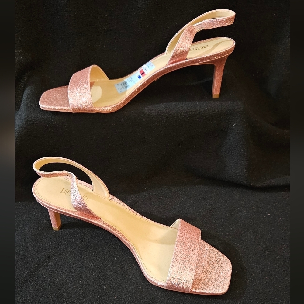 Michael Kors Primrose Pink Glitter Slingback High Heel Sandals-Size 8.5